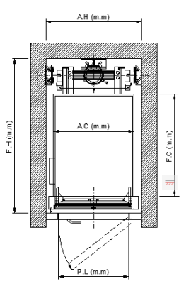 plano ascensor hidraulico asmon